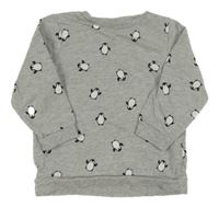 Sivá melírovaná mikina s tučňáčky H&M