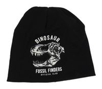 Černá čepice s lebkou dinosaura a nápisy H&M