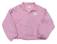 Ružová šušťáková jarná crop bunda s nápismi zn. Primark