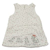 Bielo-ružové kvetované zateplené šaty so zvířaty Mothercare