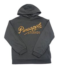 Tmavosivá mikina s nápisom a kapucňou Pineapple