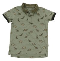 Zelenošedé polo tričko s dinosaury George