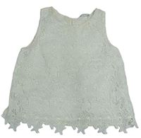 Smotanový čipkový crop top s hviezdami H&M