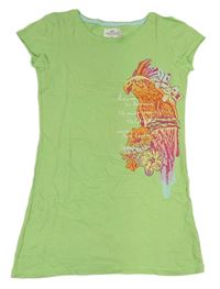 Zelená bavlnená šatová tunika s papouškem H&M