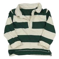 Tmavozeleno-biela pruhovaná polo mikina Primark