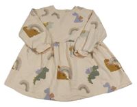 Svetloružové teplákové šaty s dinosaurami a duhami zn. Next