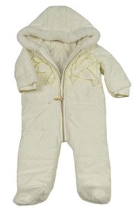 Smetanová šusťáková zimní kombinéza s volánky a kapucí Matalan