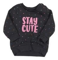 Antracitová bodkovaná á mikina s nápisom Dunnes