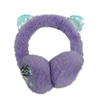 Levandulové kožešinové klapky na uši s překlápěcími flitre