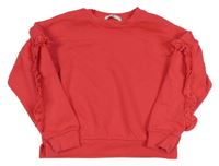 Jahodová mikina s volány na rukávech M&S