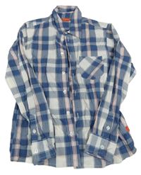 Tmavomodro-světlešedo-červená kostkovaná košile CFL