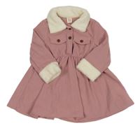 Starorůžové žebrované šaty s kožešinou Shein