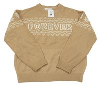 Nové - Hnědý svetr se vzorem a nápisem H&M