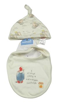 2set - Smetanová bavlněná čepice s Dumbem + slinták s Paddingtonem