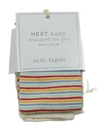 Nové - Smetanovo-barevné pruhované punčocháče Next