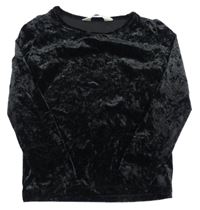 Čierne zamatové tričko H&M