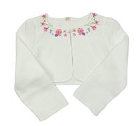 Smotanové rebrované bolerko s kvetinami