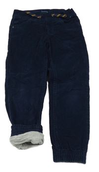 Tmavomodré manšestrové podšité cuff kalhoty Impidimpi