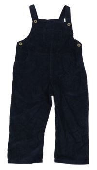 Tmavomodré manšestrové laclové kalhoty Primark