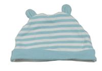 Modro-bílá pruhovaná bavlněná čepice s oušky Dunnes