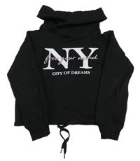 Čierna crop mikina s nápisom a komínovým golierom Page One Young