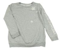 Sivá melírovaná mikina s hvězdami z kamínků a třpytek H&M