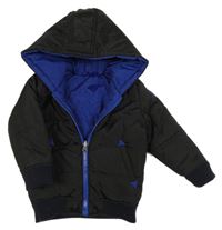 Černá šusťáková zimní oboustranná bunda s kapucí