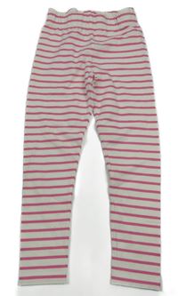 Smetanovo-tmavorůžové pruhované legíny Mini Boden