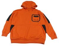 Červeno-černá mikina s kapsou s nápisem a kapucí George