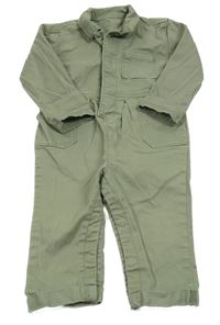 Khaki plátěný kalhotový overal