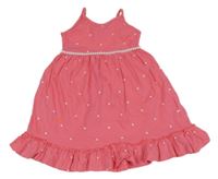 Ružové bavlnené šaty so srdiečkami Dopodopo