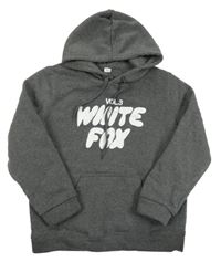 Tmavošedá melírovaná mikina s nápisem a kapucí White Fox