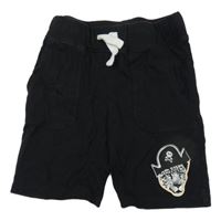 Čierne bavlnené kraťasy s levhartem H&M