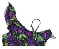 Černo-zeleno-fialová lambáda s listy a volánem H&M