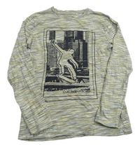 Béžovo-sivé melírované tričko s potlačou Yigga