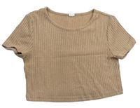 Béžové úpletové crop tričko shein