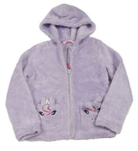 Lila chlpatá prepínaci mikina s jednorožcami a kapucňou H&M