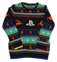 Čierno-farebný vzorovaný sveter s PlayStation George