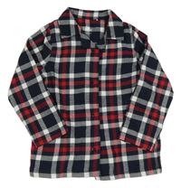 Tmavomodro-červný kostkovaný pyžamový kabátek Topolino