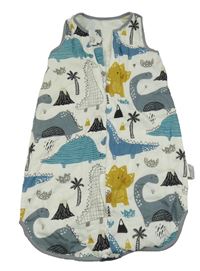 Bílý podšitý spací pytel s dinosaury 