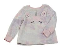 Růžovo-lila plyšové pyžamové tričko s jednorožcom George