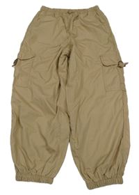 Béžové plátenné podšité cuff nohavice s vreckami Next