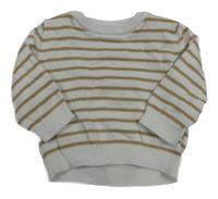 Bielo-hnedý pruhovaný ľahký sveter kiabi