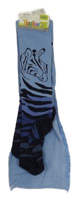 Nové - modré vzorované punčocháče se zebrou 