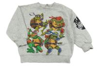 Sivá melírovaná mikina s želvami Ninja H&M