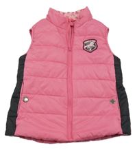 Ružovo-čierna šušťáková zateplená vesta s nášivkou Crane