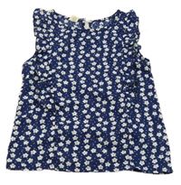 Tmavomodro-bílá květovaná lehká halenka 