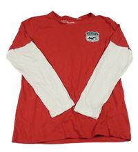 Červeno-bílé triko s nášivkou BPC