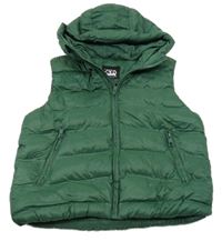 Tmavozelená šusťáková zateplená vesta s kapucí Zara