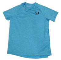 Modré melírované sportovní funkční tričko s logem Under Armour